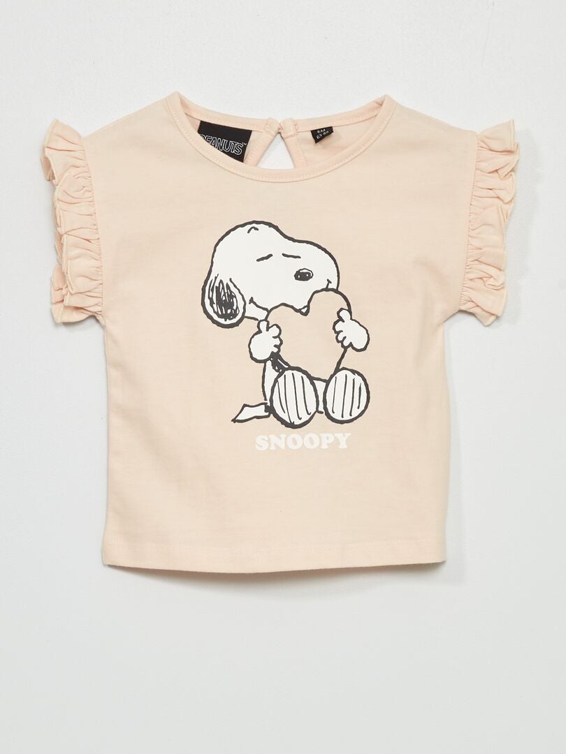 T-shirt maniche con volant 'Snoopy' ROSA - Kiabi