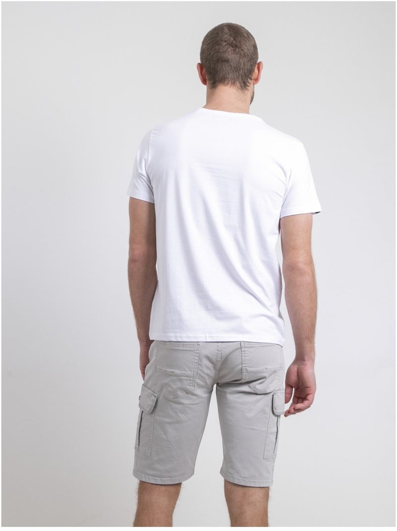 T-shirt maniche corte collo V puro cotone NERIJ Bianco - Kiabi