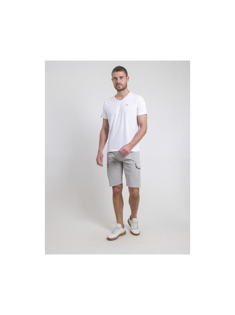 T-shirt maniche corte collo V puro cotone NERIJ Bianco - Kiabi