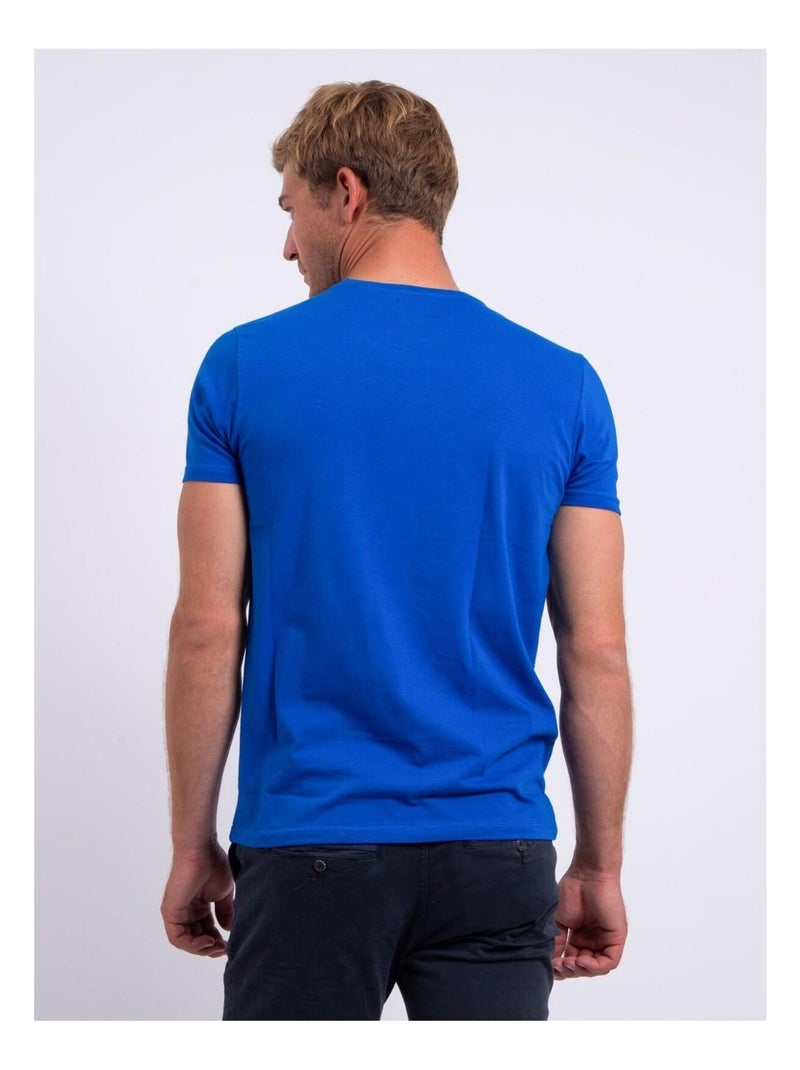 T-shirt maniche corte collo V puro cotone NERIJ Blu reale - Kiabi