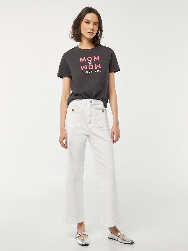 T-shirt maniche corte con stampa 'Festa della mamma' GRIGIO - Kiabi