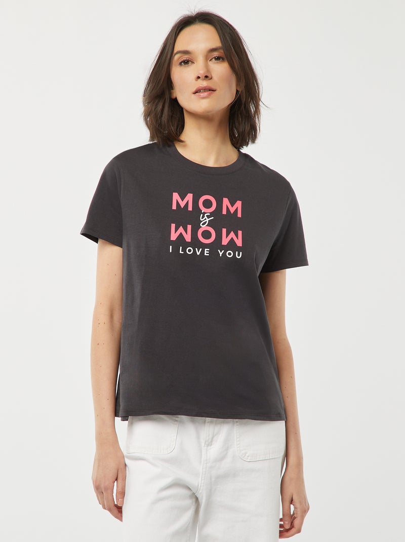 T-shirt maniche corte con stampa 'Festa della mamma' GRIGIO - Kiabi