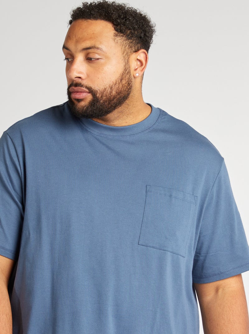 T-shirt maniche corte con tasca sul petto BLU - Kiabi