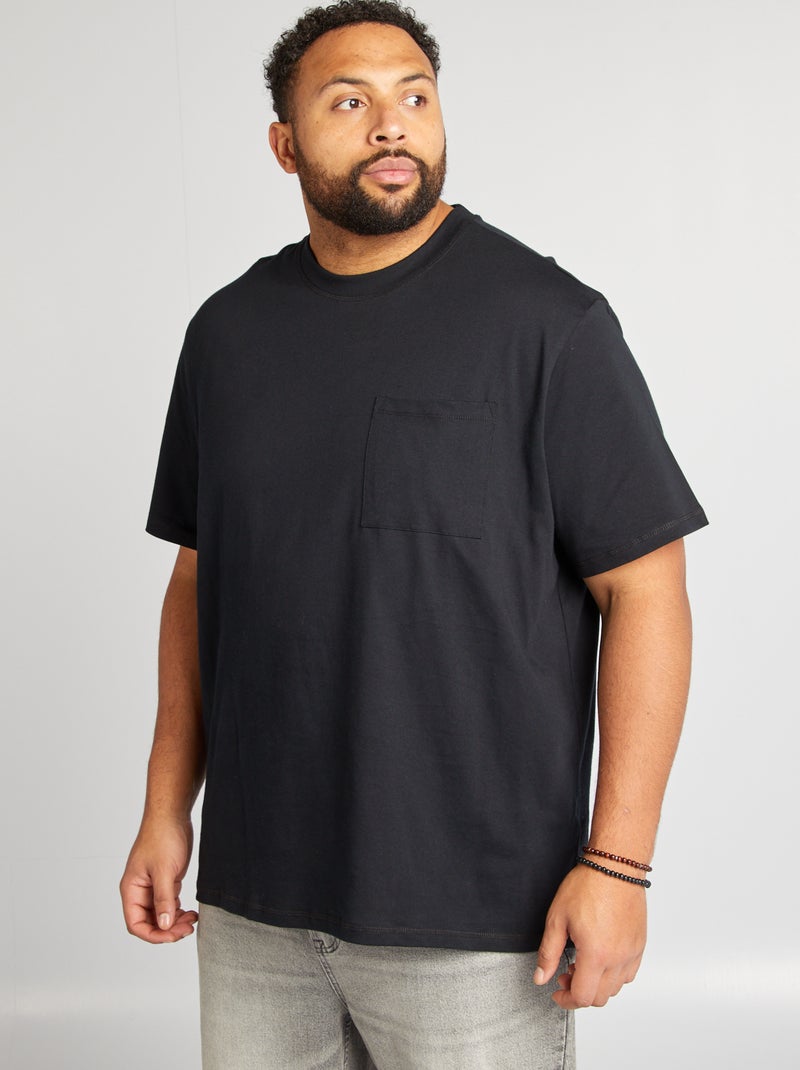 T-shirt maniche corte con tasca sul petto nero - Kiabi