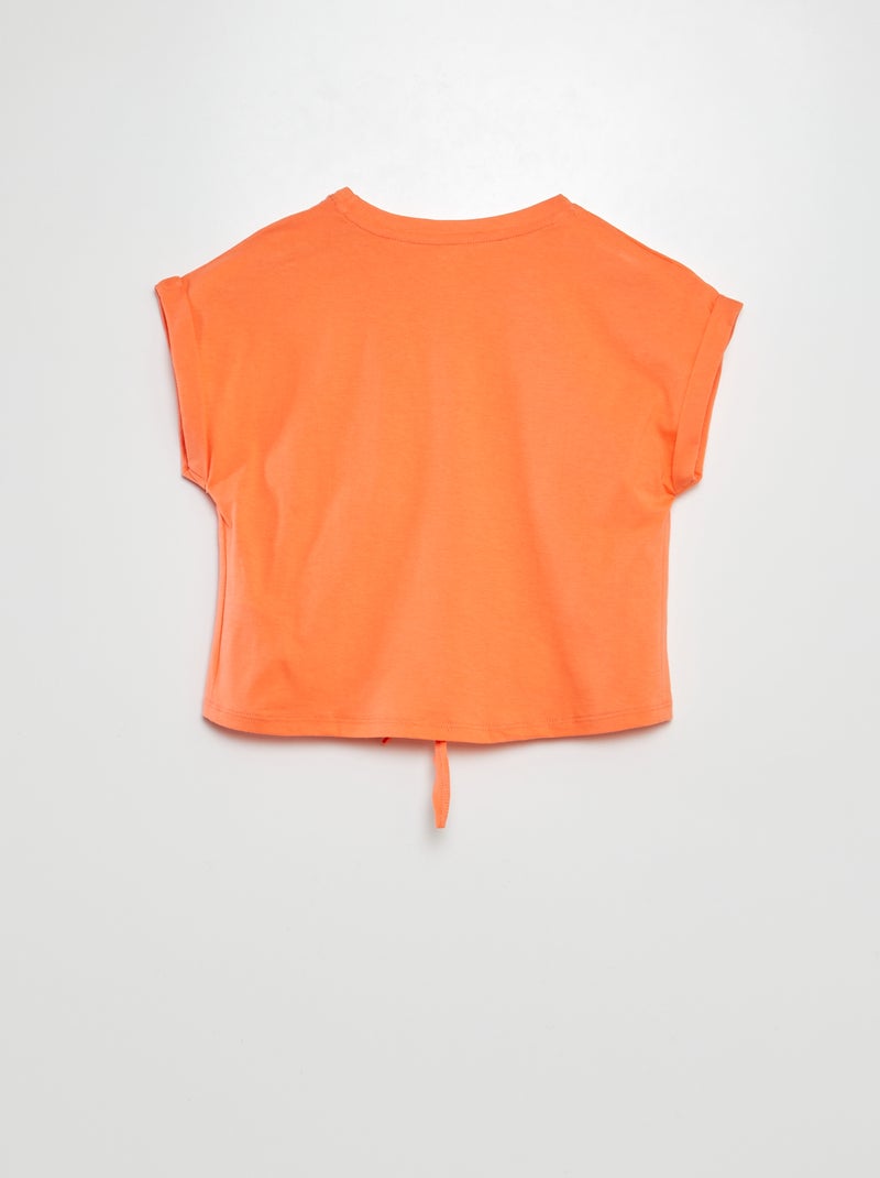 T-shirt maniche corte da annodare sul fondo arancione - Kiabi