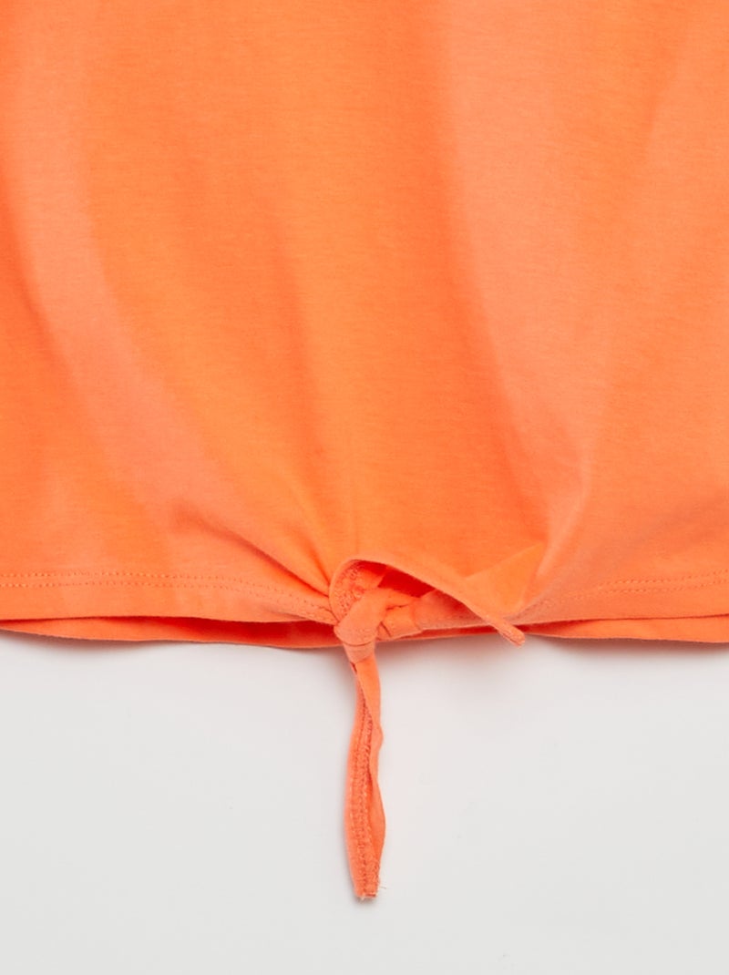 T-shirt maniche corte da annodare sul fondo arancione - Kiabi