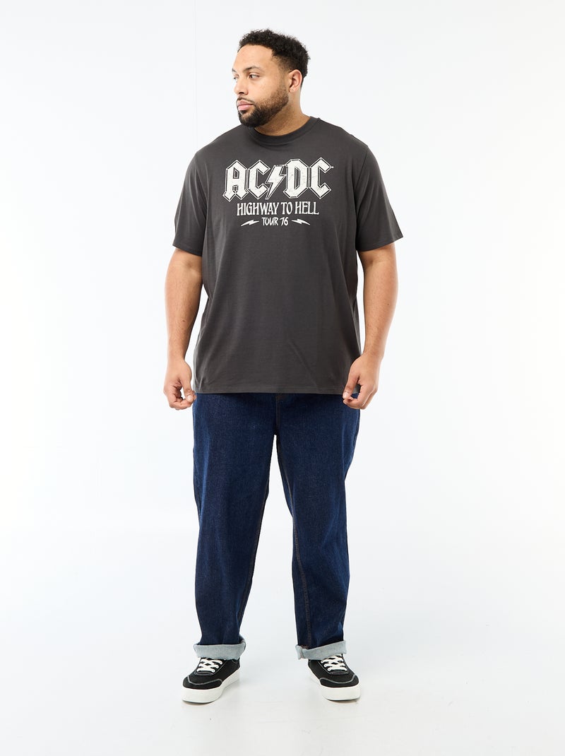 T-shirt maniche corte girocollo 'ACDC' in cotone Nero - Kiabi