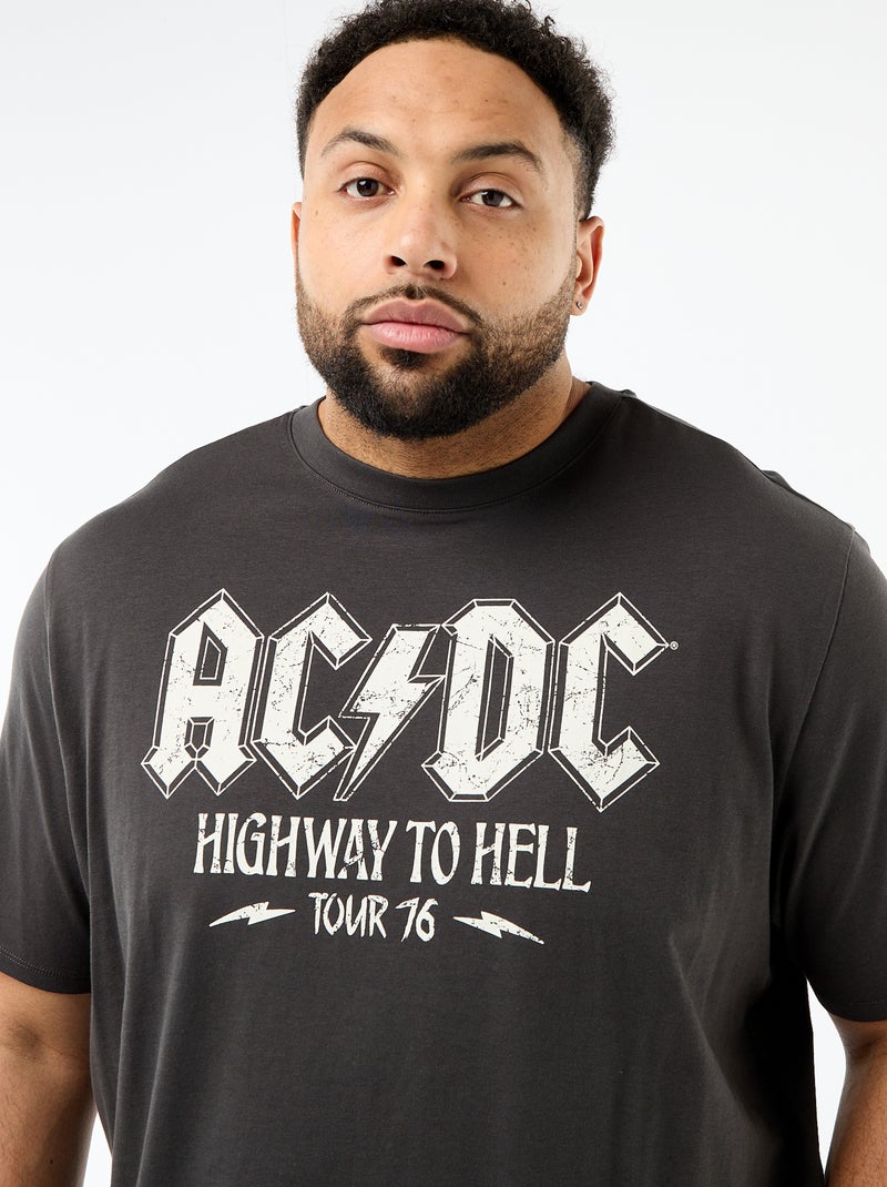 T-shirt maniche corte girocollo 'ACDC' in cotone Nero - Kiabi