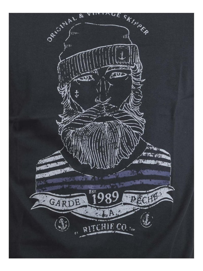 T-shirt maniche corte girocollo puro cotone JABRUN Blu marino - Kiabi