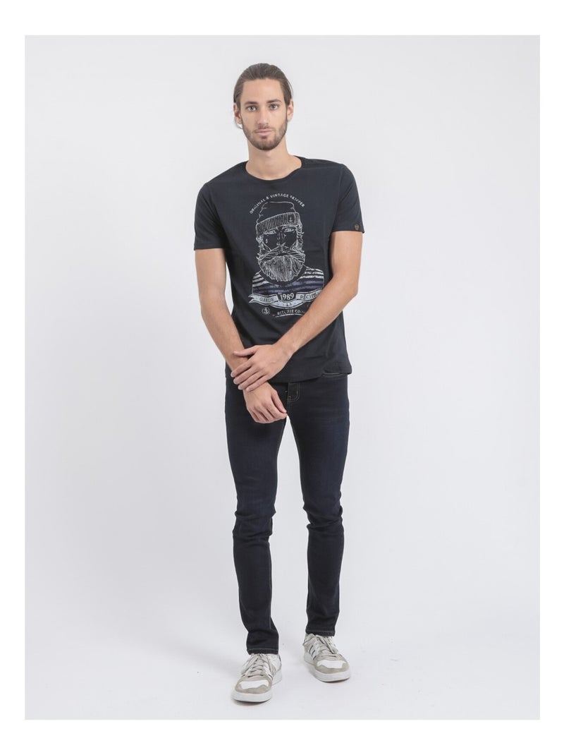 T-shirt maniche corte girocollo puro cotone JABRUN Blu marino - Kiabi