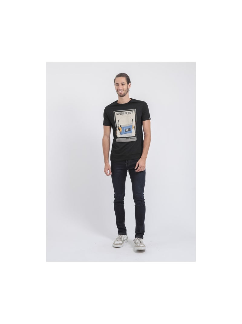 T-shirt maniche corte girocollo puro cotone JALSONIC Nero - Kiabi