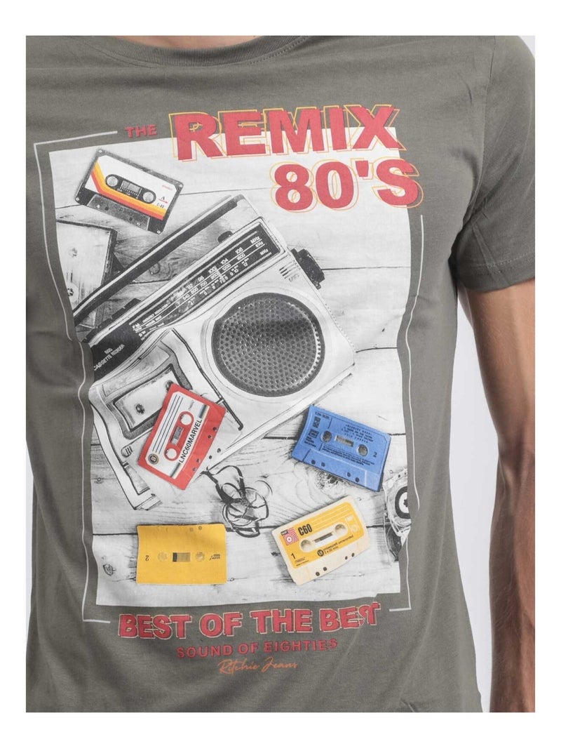 T-shirt maniche corte girocollo puro cotone JAMIX Cachi - Kiabi