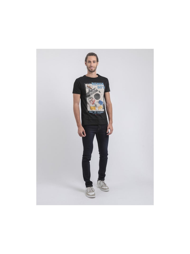 T-shirt maniche corte girocollo puro cotone JAMIX Nero - Kiabi