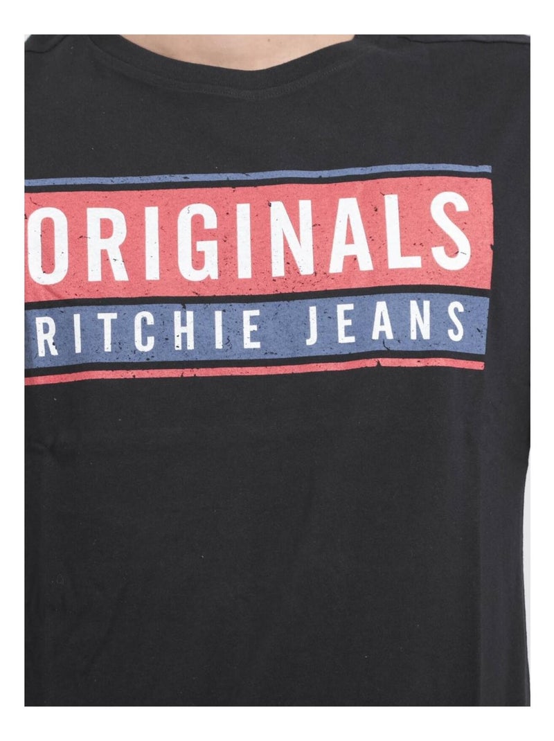 T-shirt maniche corte girocollo puro cotone JANVILLE Nero - Kiabi