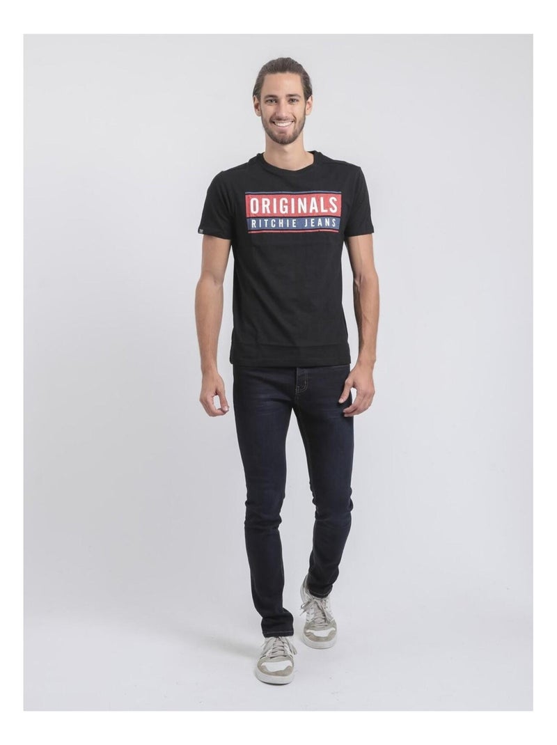 T-shirt maniche corte girocollo puro cotone JANVILLE Nero - Kiabi