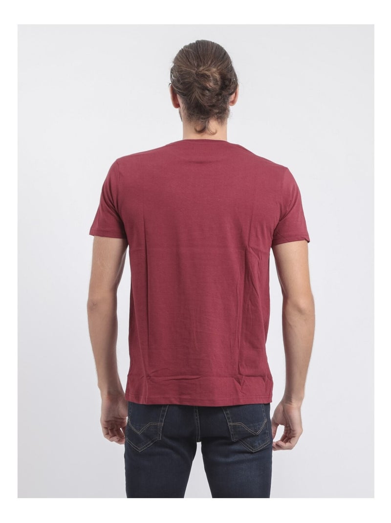 T-shirt maniche corte girocollo puro cotone JIBIDEL Bordeaux - Kiabi