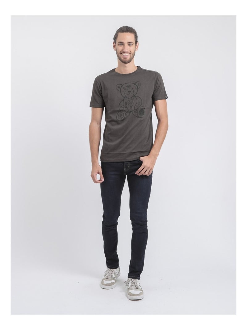 T-shirt maniche corte girocollo puro cotone JIBIDEL Grigio - Kiabi