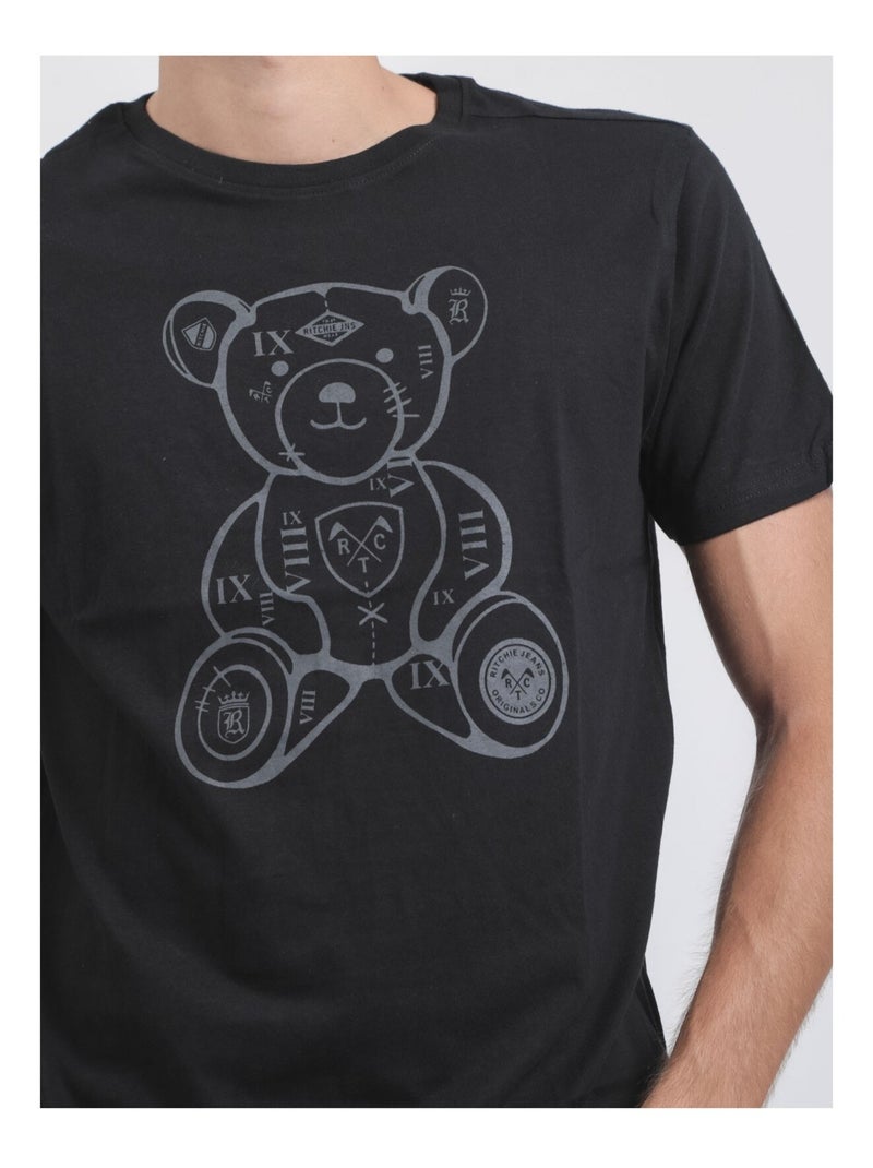 T-shirt maniche corte girocollo puro cotone JIBIDEL Nero - Kiabi