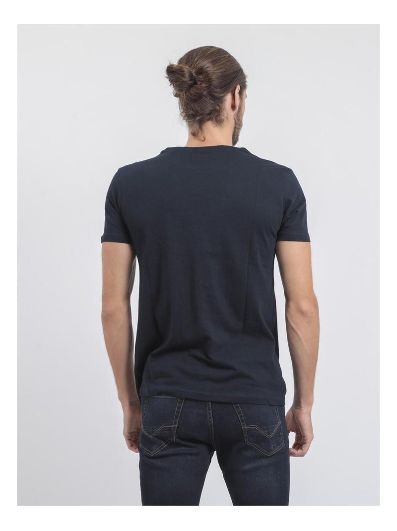 T-shirt maniche corte girocollo puro cotone JONAK Blu marino - Kiabi