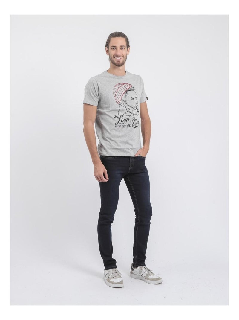 T-shirt maniche corte girocollo puro cotone JOUANCY Grigio chiaro - Kiabi