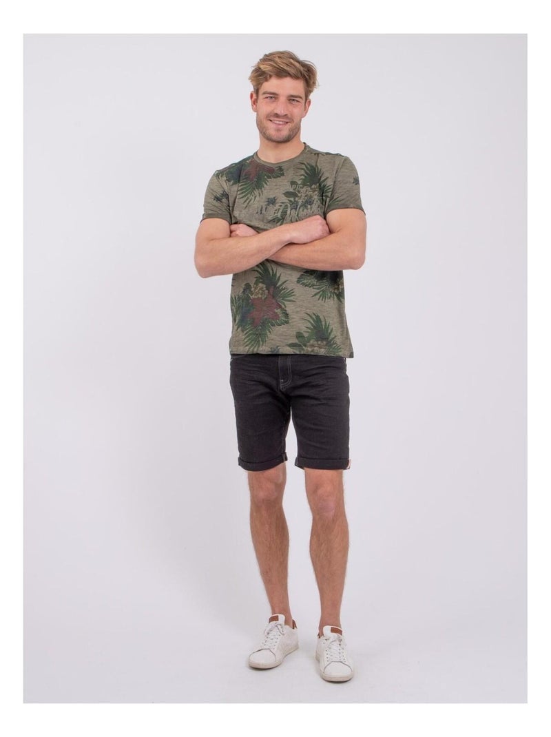 T-shirt maniche corte girocollo puro cotone NABANE Cachi - Kiabi