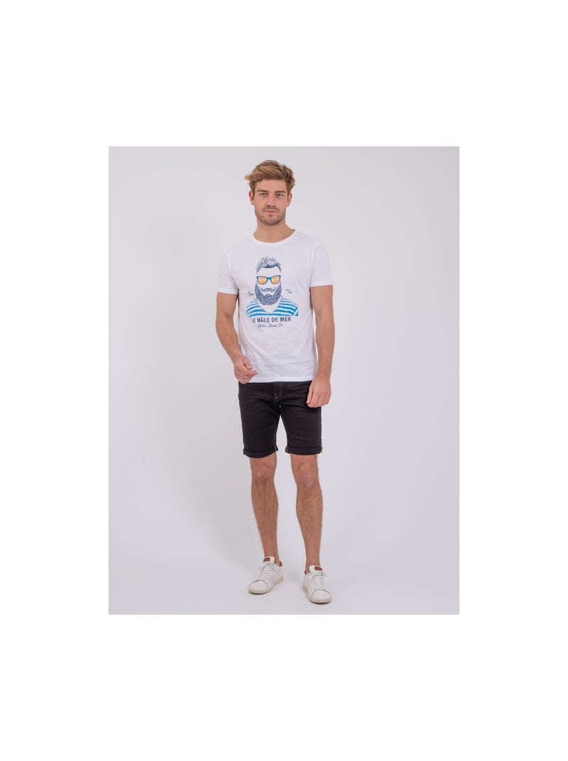 T-shirt maniche corte girocollo puro cotone NABARZU Bianco - Kiabi
