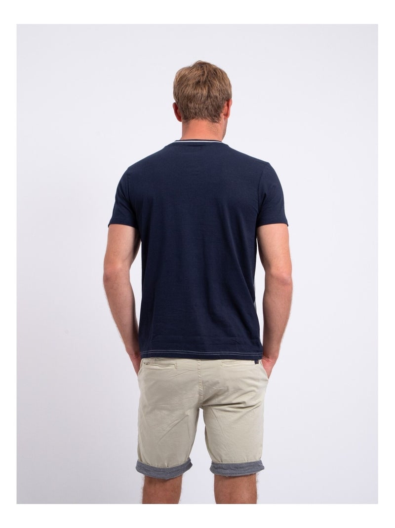 T-shirt maniche corte girocollo puro cotone NABELO Blu marino - Kiabi