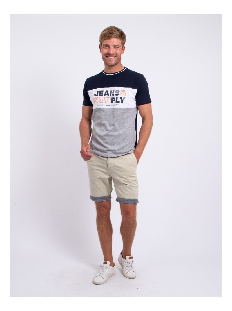 T-shirt maniche corte girocollo puro cotone NABELO Blu marino - Kiabi