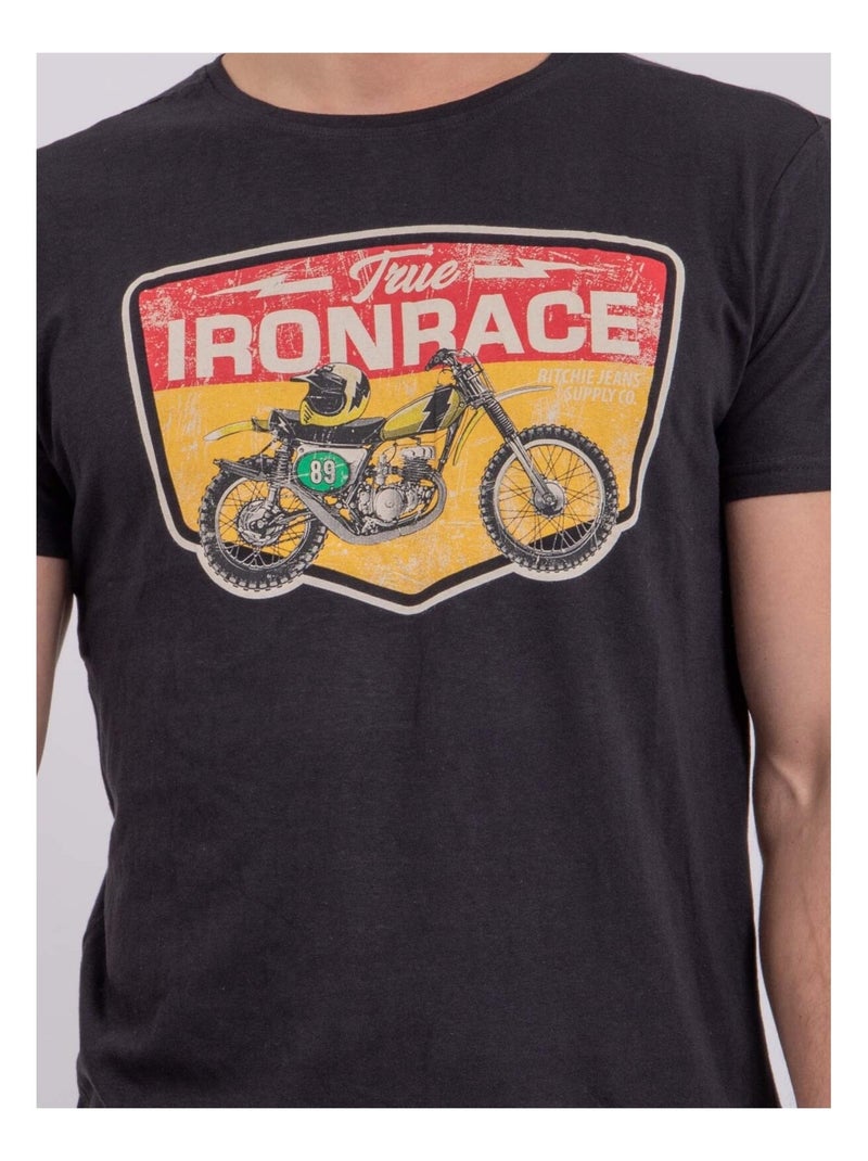 T-shirt maniche corte girocollo puro cotone NABOJAN Nero - Kiabi