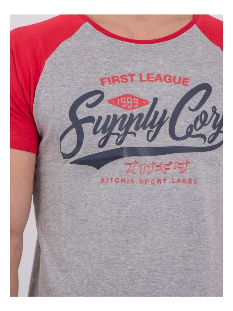 T-shirt maniche corte girocollo puro cotone NECHIN Rosso - Kiabi