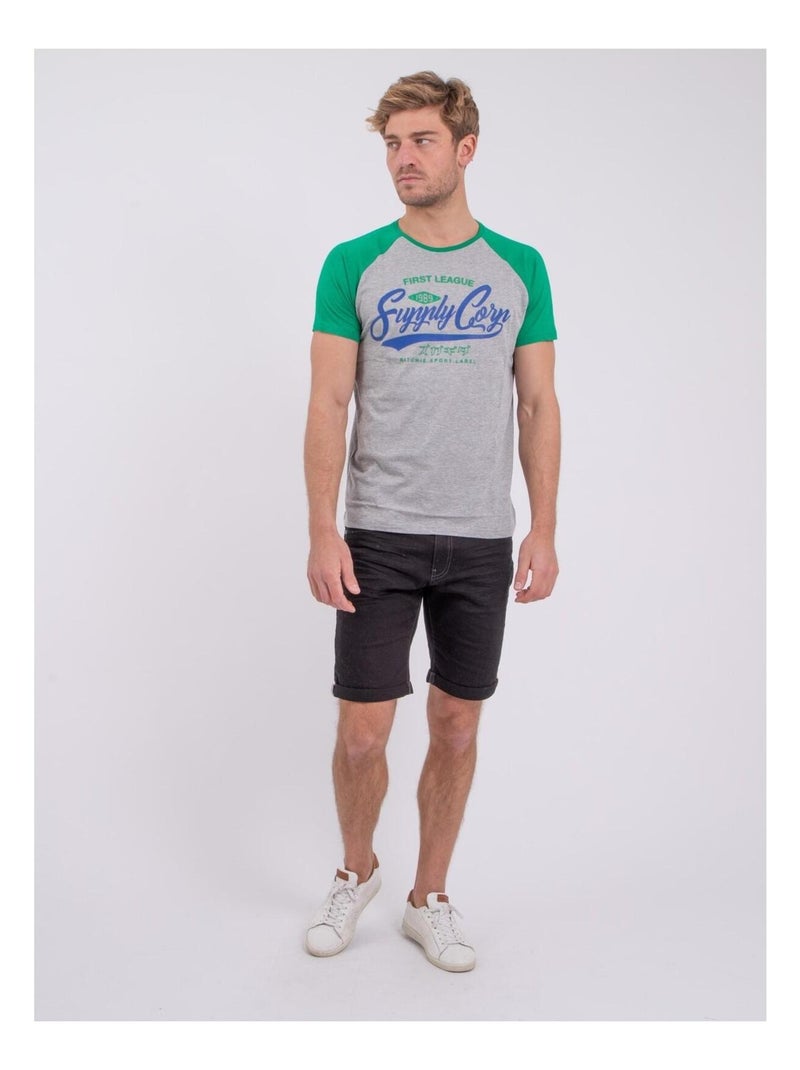 T-shirt maniche corte girocollo puro cotone NECHIN Verde - Kiabi