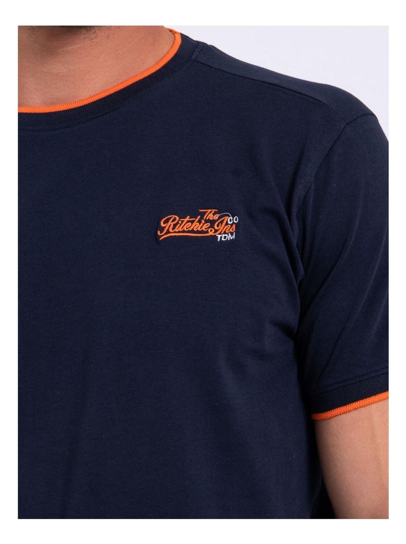 T-shirt maniche corte girocollo puro cotone NENABAR Blu marino - Kiabi