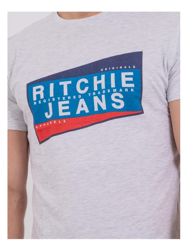 T-shirt maniche corte girocollo puro cotone NOBLAKE Grigio - Kiabi