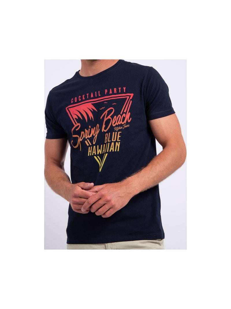 T-shirt maniche corte girocollo puro cotone NOCLARK Blu marino - Kiabi