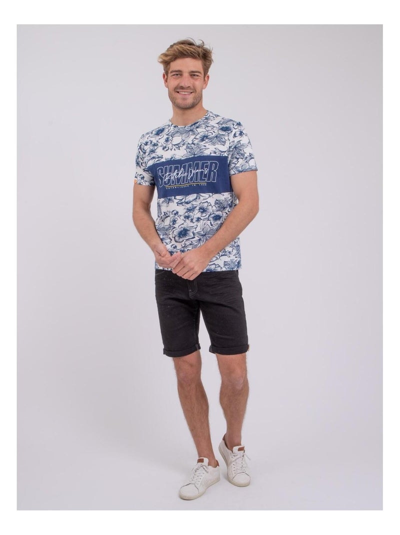 T-shirt maniche corte girocollo puro cotone NOLIBA Blu - Kiabi