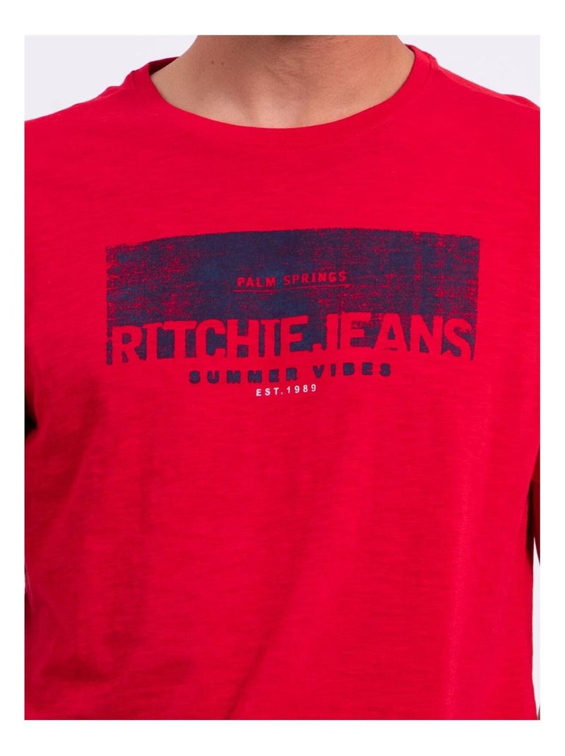 T-shirt maniche corte girocollo puro cotone NOTELOX Rosso - Kiabi