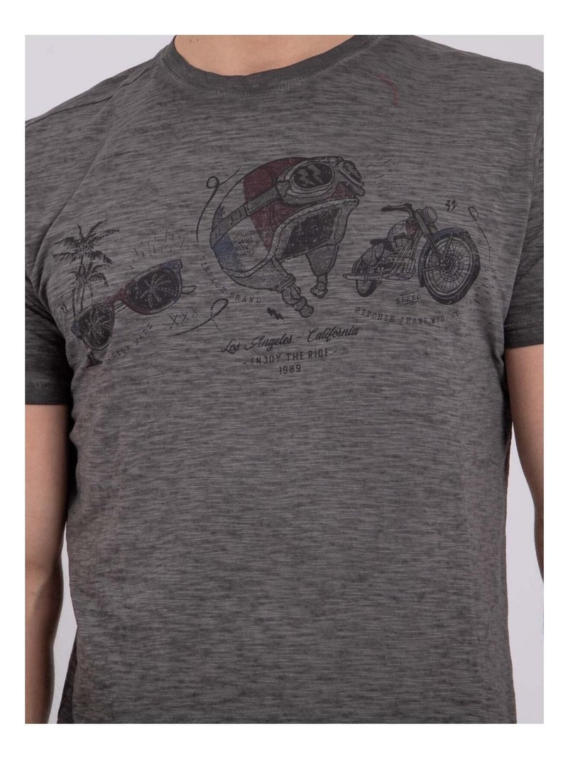 T-shirt maniche corte girocollo puro cotone NOUMARTY Grigio - Kiabi