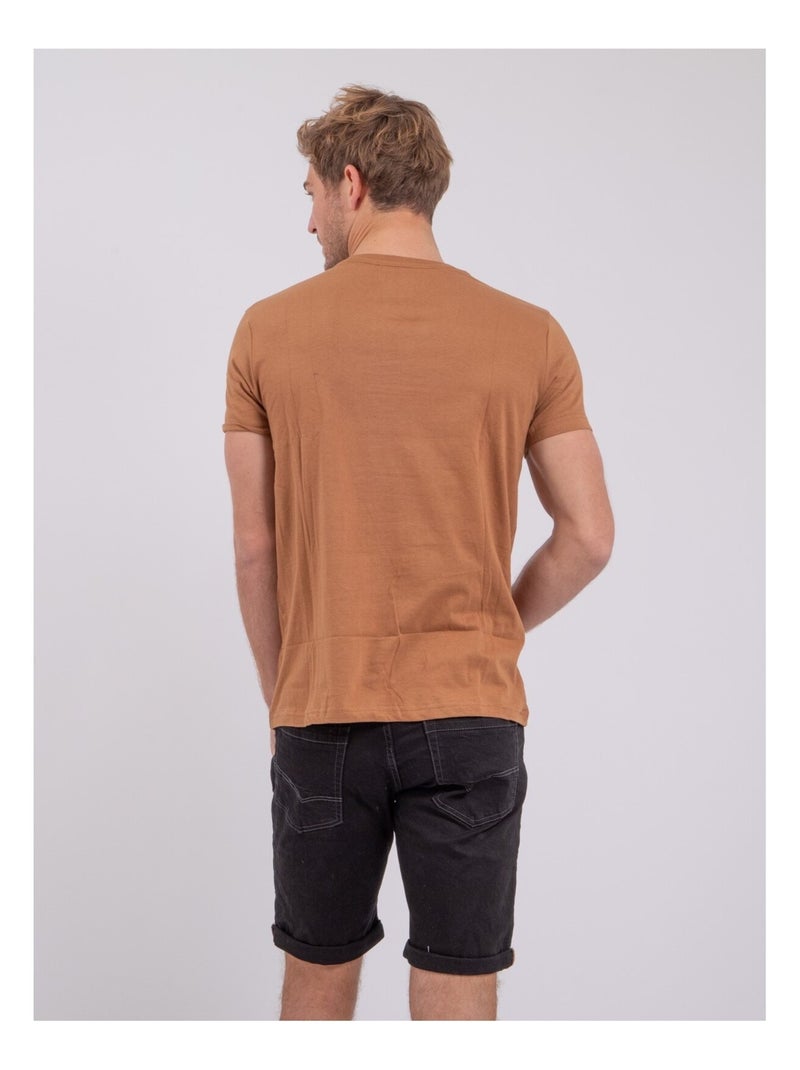 T-shirt maniche corte girocollo puro cotone NUMATIS Marrone - Kiabi