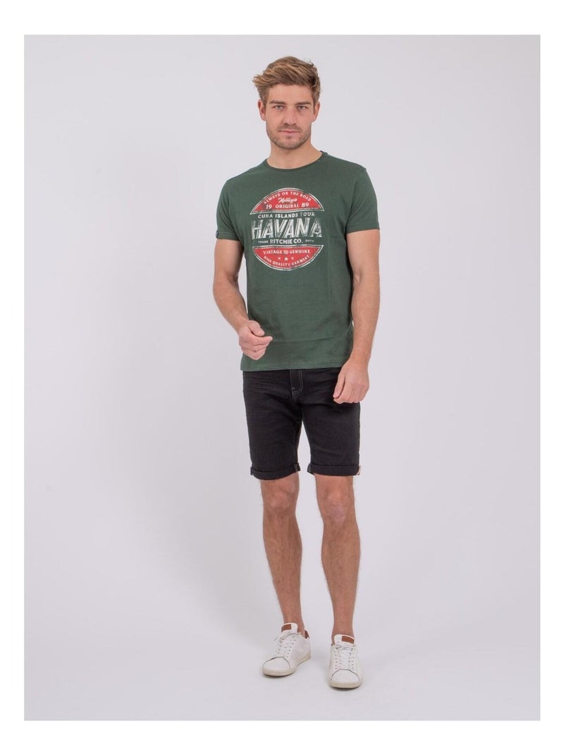 T-shirt maniche corte girocollo puro cotone NUMATIS Verde - Kiabi