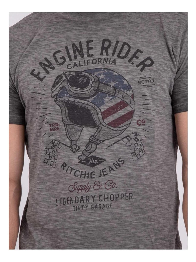 T-shirt maniche corte girocollo puro cotone NUMELWIN Grigio - Kiabi
