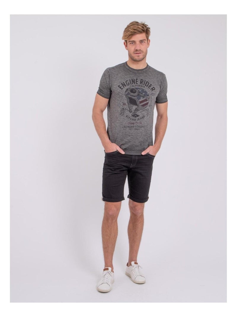 T-shirt maniche corte girocollo puro cotone NUMELWIN Grigio - Kiabi
