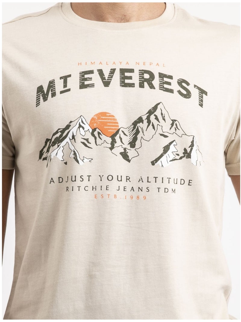 T-shirt maniche corte puro cotone JAKIWI Beige - Kiabi