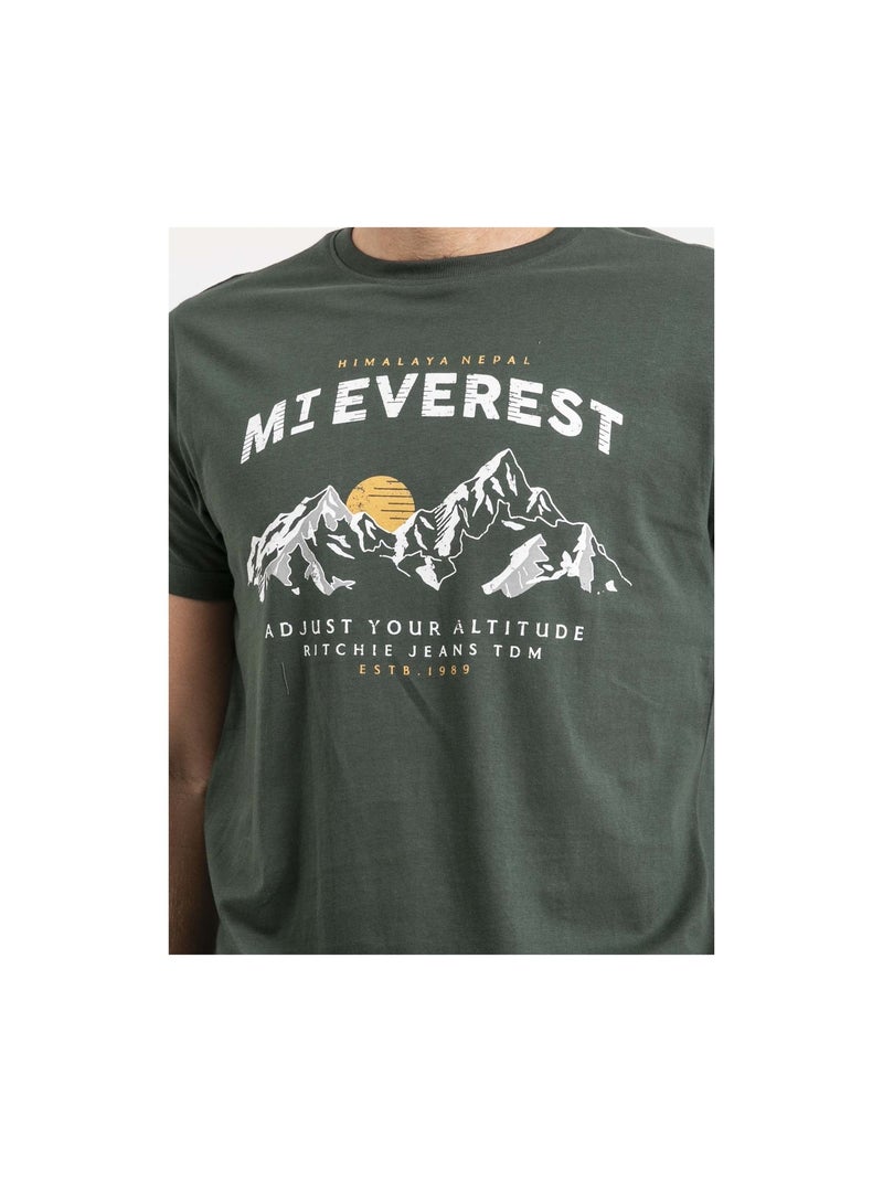 T-shirt maniche corte puro cotone JAKIWI Verde foresta - Kiabi