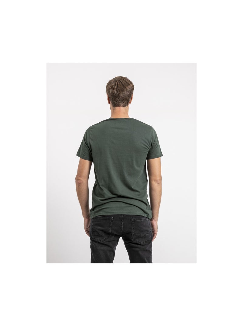 T-shirt maniche corte puro cotone JAKIWI Verde foresta - Kiabi