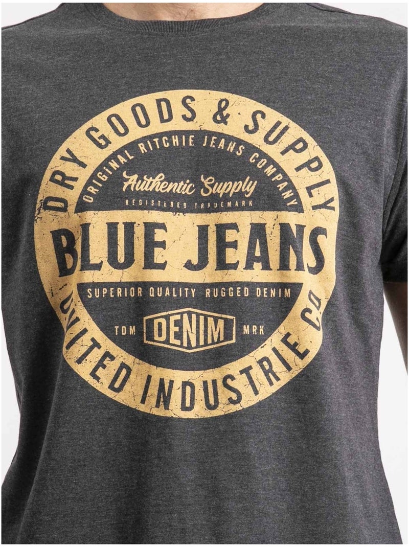 T-shirt maniche corte puro cotone JAMONIX Grigio scuro - Kiabi