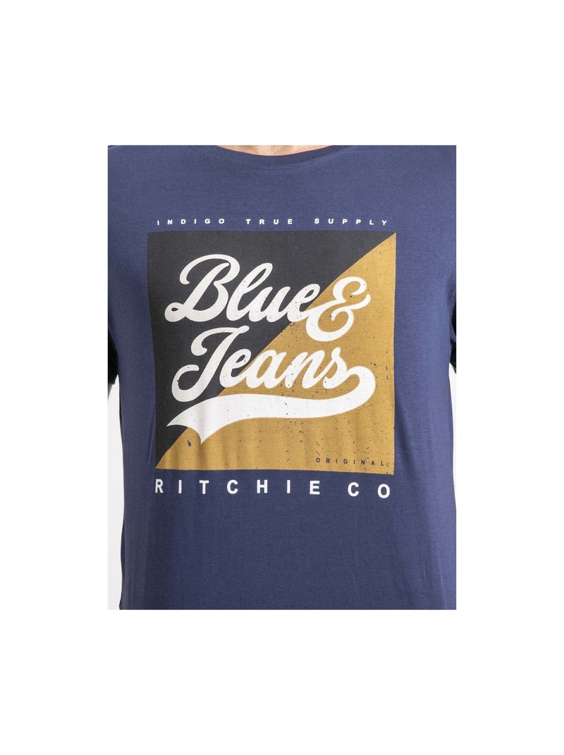 T-shirt maniche corte puro cotone JAMULER Blu - Kiabi