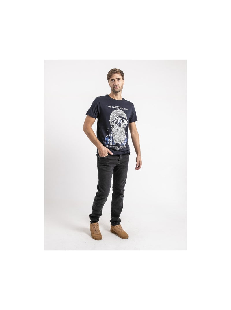 T-shirt maniche corte puro cotone JOCOLZA Blu marino - Kiabi