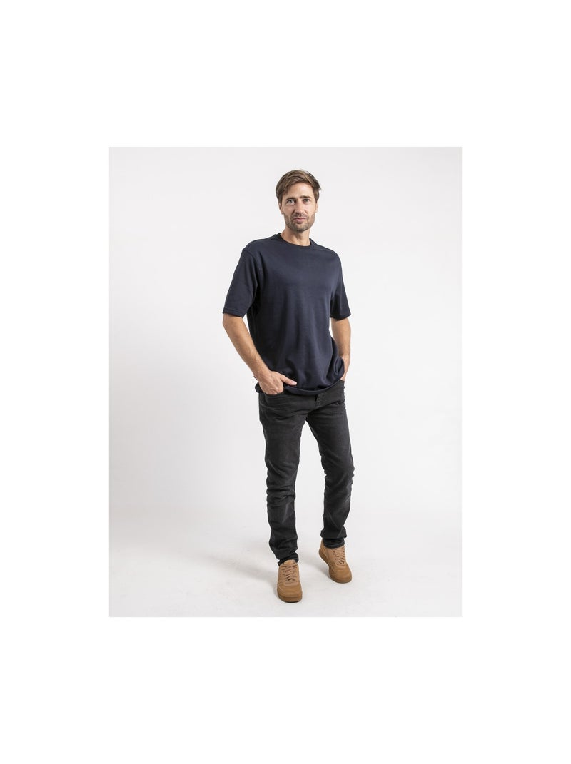 T-shirt maniche corte puro cotone oversize JOCITRON Blu marino - Kiabi