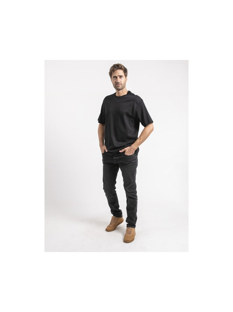 T-shirt maniche corte puro cotone oversize JOCITRON Nero - Kiabi