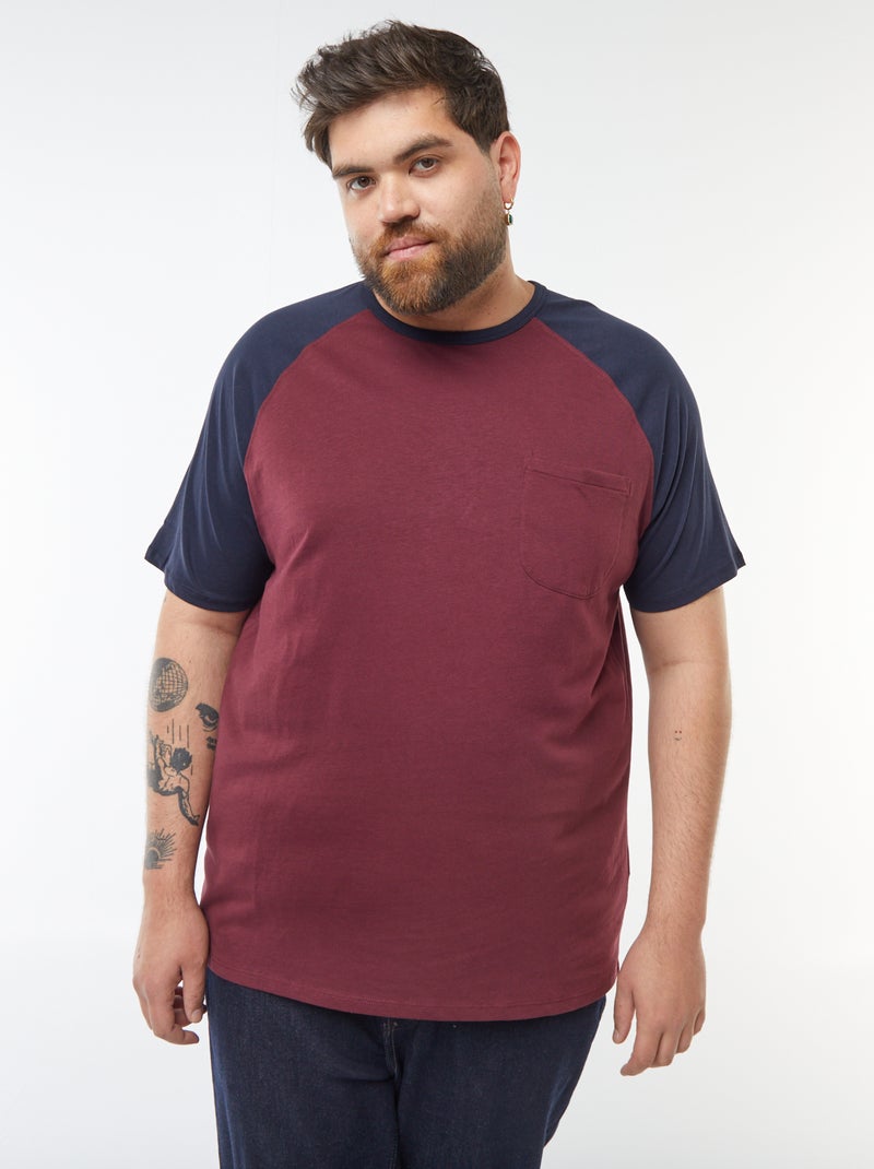 T-shirt maniche corte raglan con tasca sul petto Blu - Kiabi